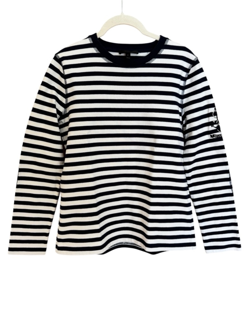Belstaff Christina Maritime Striped Cotton Long Sleeve Navy Blue Shirt Small - Picture 2 of 10